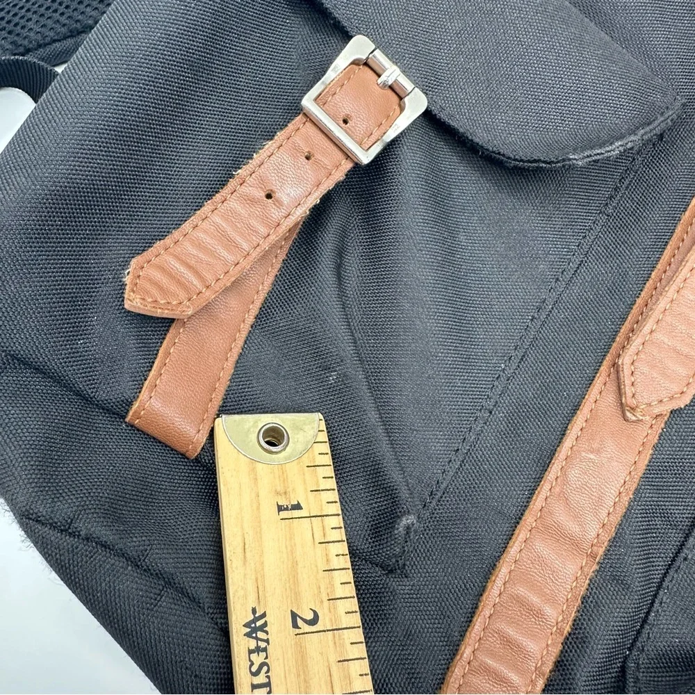 Herschel Supply Dawson’s Backpack Black Brown Magnetic Straps Canvas Minor Stain